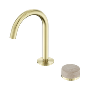 Nero Serenity Progressive Basin Mixer Arc Spout With Rome Travertine Handle, Brushed Gold