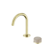 Nero Serenity Progressive Basin Mixer Arc Spout With Rome Travertine Handle
