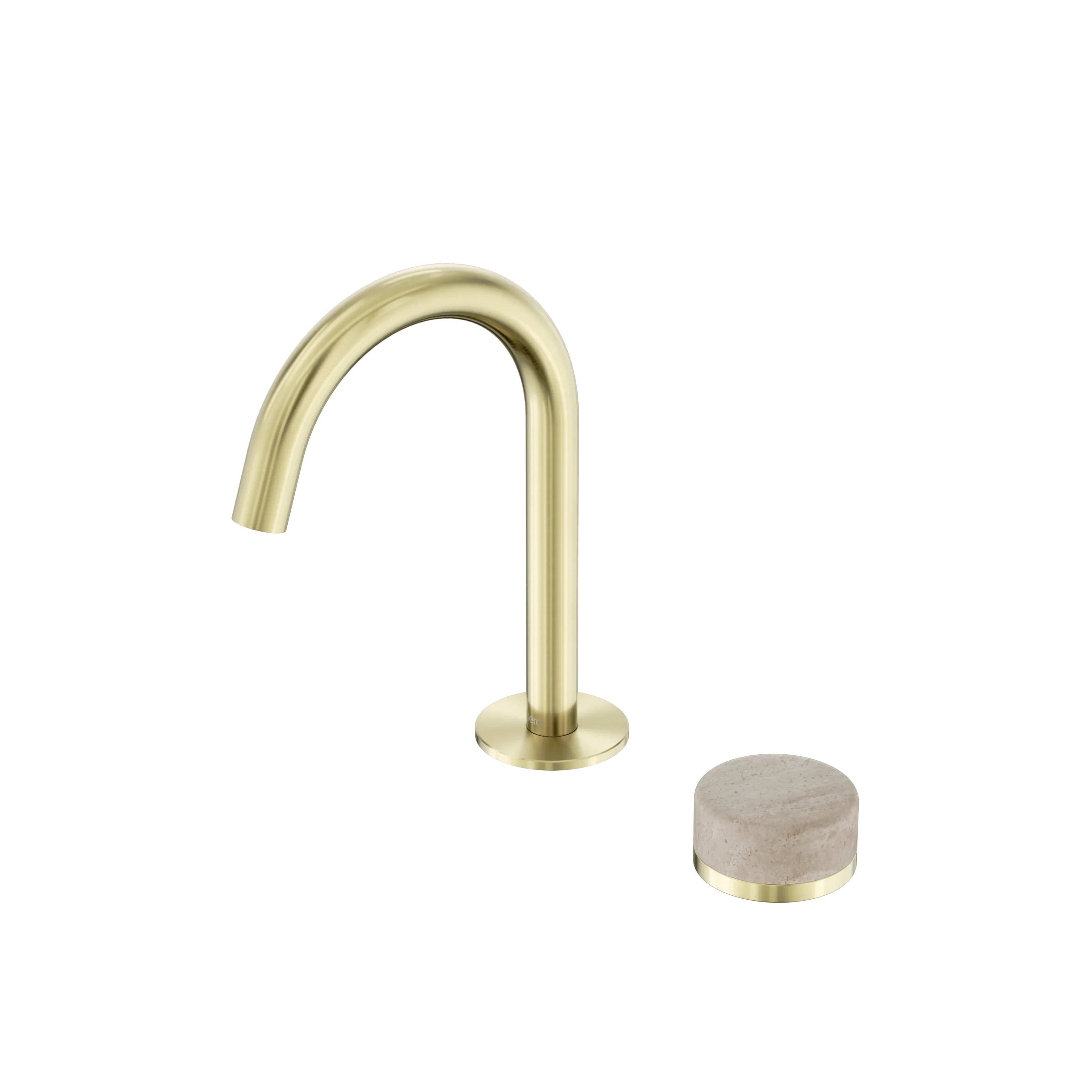 Nero Serenity Progressive Basin Mixer Arc Spout With Rome Travertine Handle