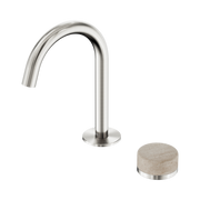 Nero Serenity Progressive Basin Mixer Arc Spout With Rome Travertine Handle, Brushed Nickel