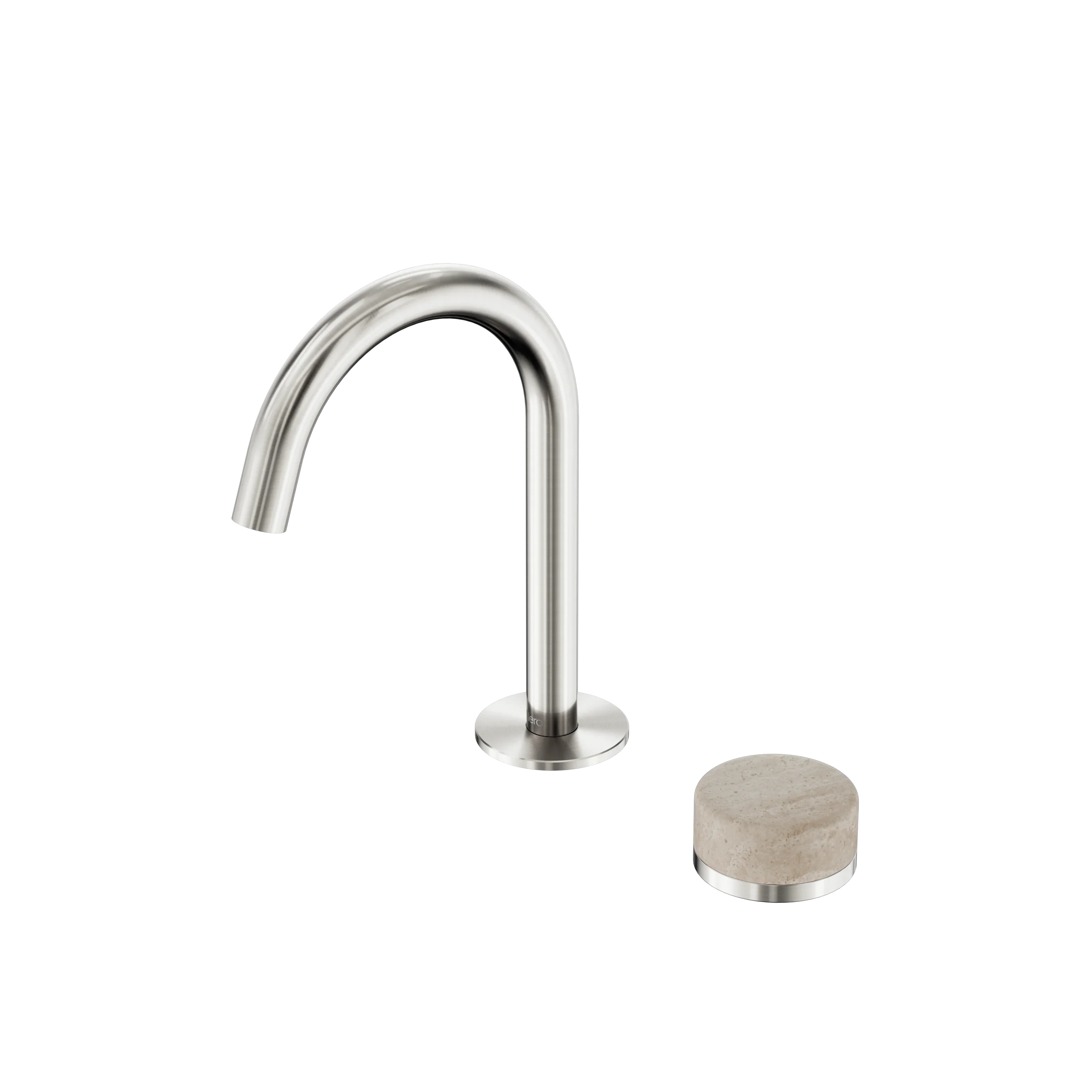 Nero Serenity Progressive Basin Mixer Arc Spout With Rome Travertine Handle