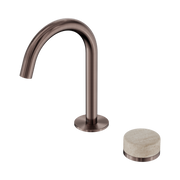 Nero Serenity Progressive Basin Mixer Arc Spout With Rome Travertine Handle, Brushed Bronze