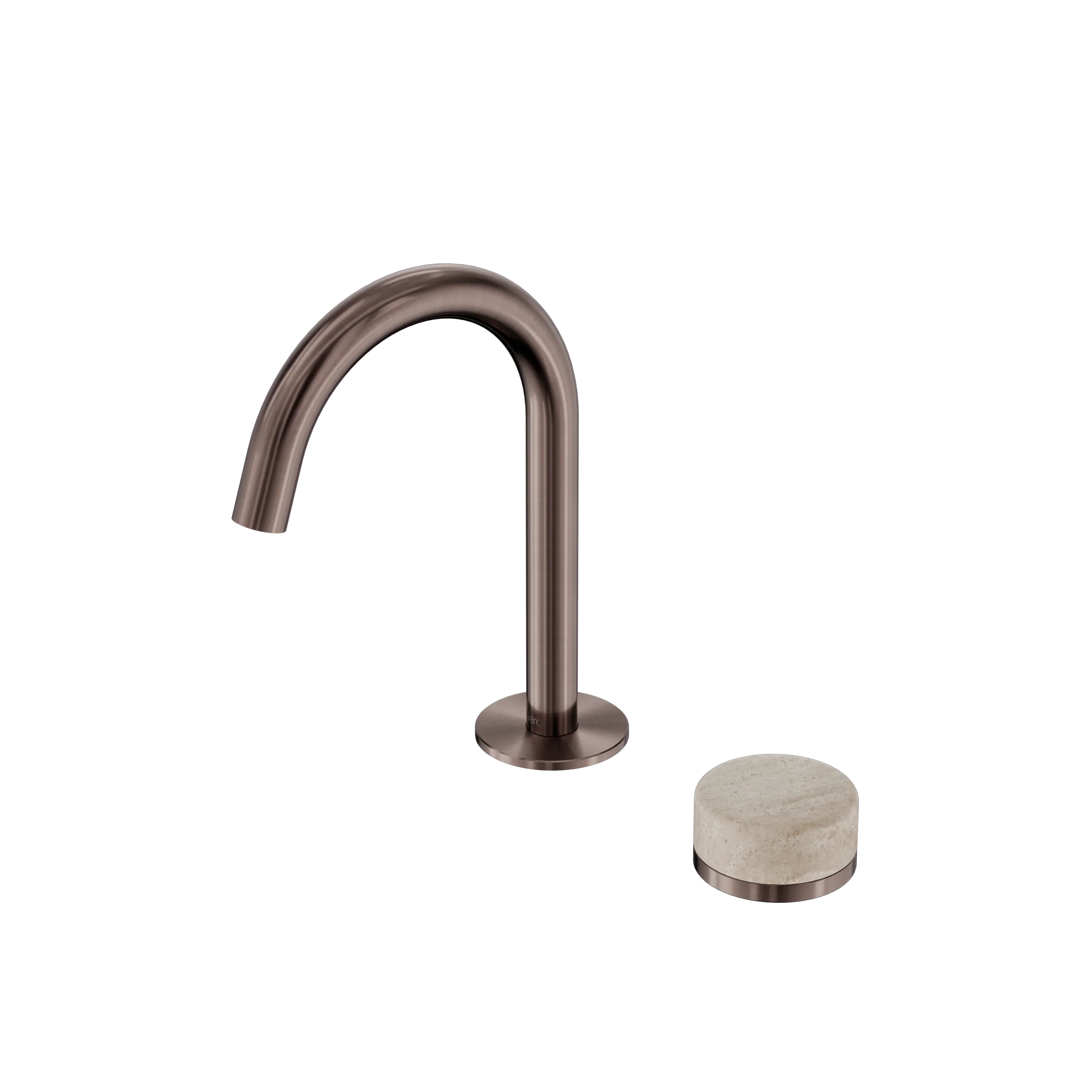 Nero Serenity Progressive Basin Mixer Arc Spout With Rome Travertine Handle