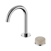 Nero Serenity Progressive Basin Mixer Arc Spout With Rome Travertine Handle, Chrome