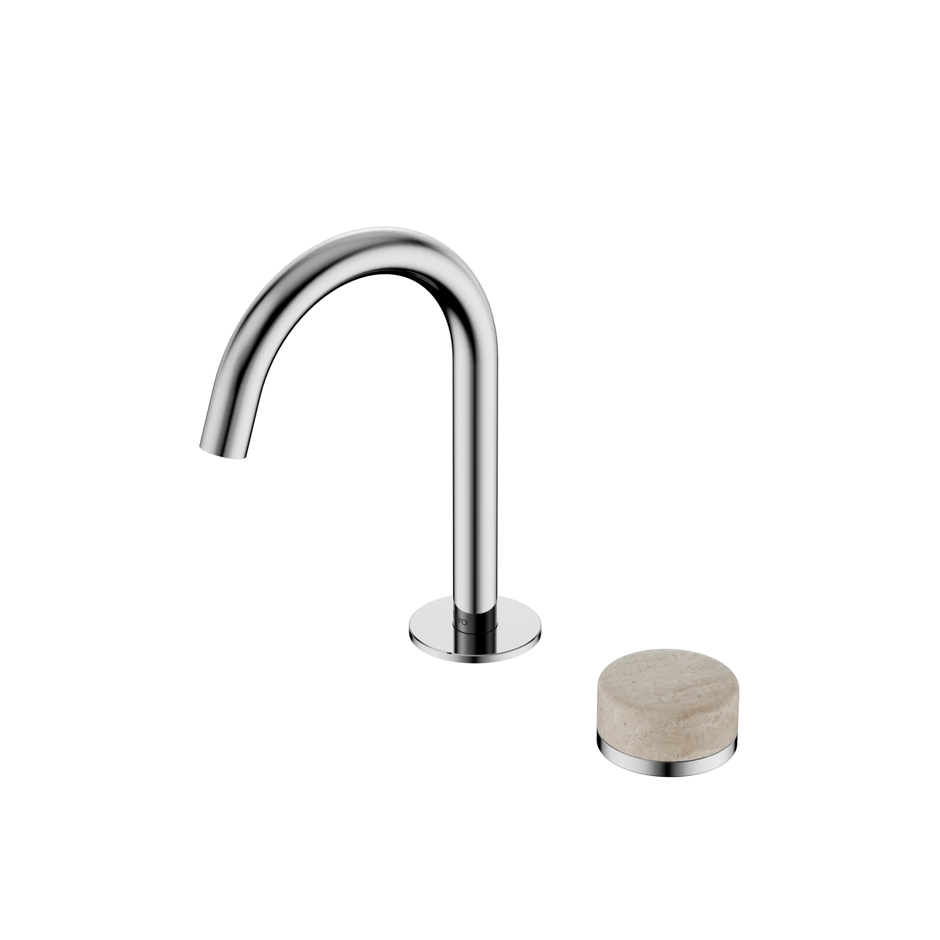 Nero Serenity Progressive Basin Mixer Arc Spout With Rome Travertine Handle