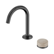 Nero Serenity Progressive Basin Mixer Arc Spout With Rome Travertine Handle, Gun Metal