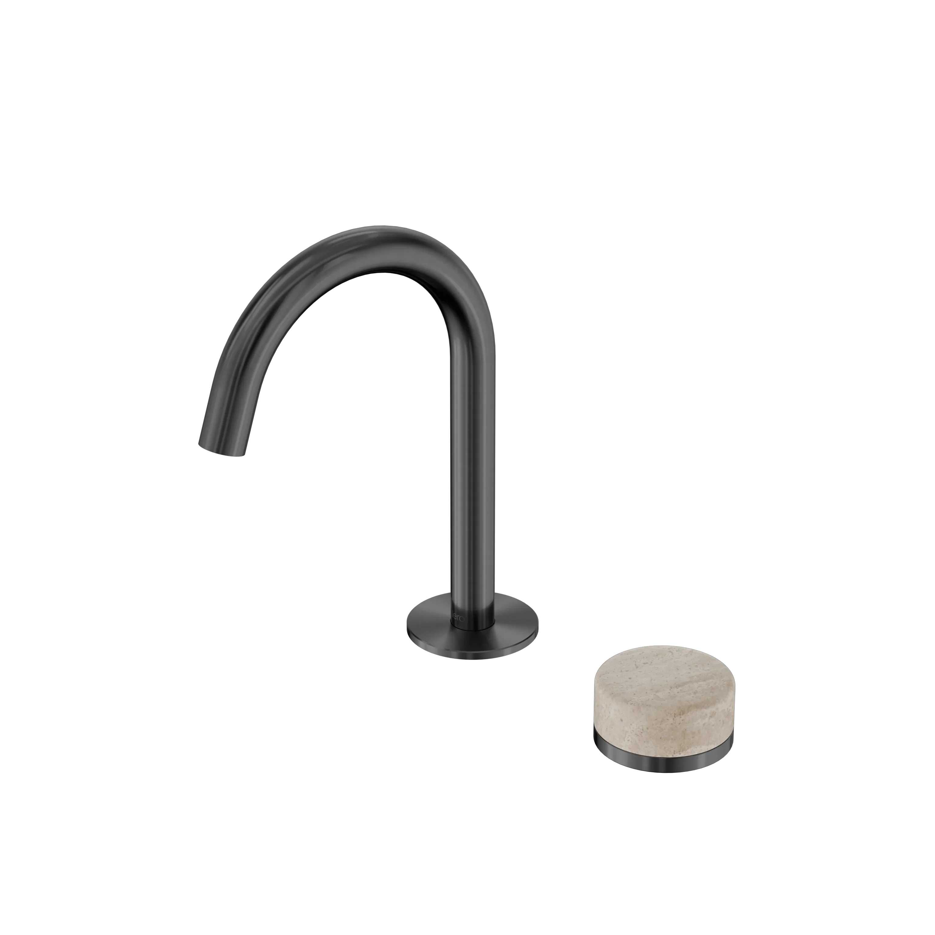 Nero Serenity Progressive Basin Mixer Arc Spout With Rome Travertine Handle