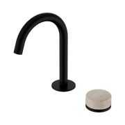 Nero Serenity Progressive Basin Mixer Arc Spout With Rome Travertine Handle, Matte Black