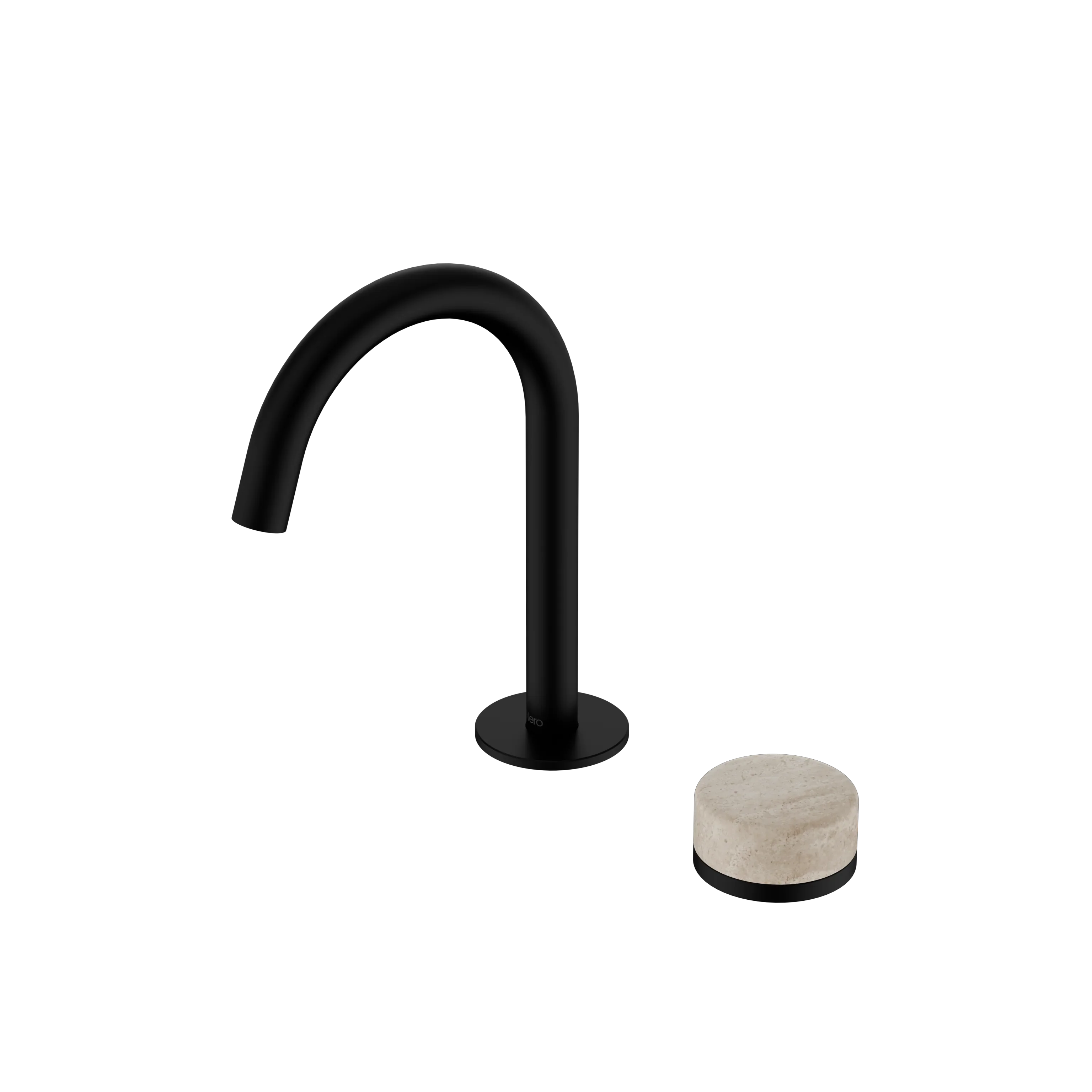 Nero Serenity Progressive Basin Mixer Arc Spout With Rome Travertine Handle
