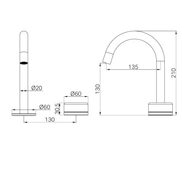 Nero Serenity Progressive Basin Mixer Arc Spout With Arabescato Corchia Handle