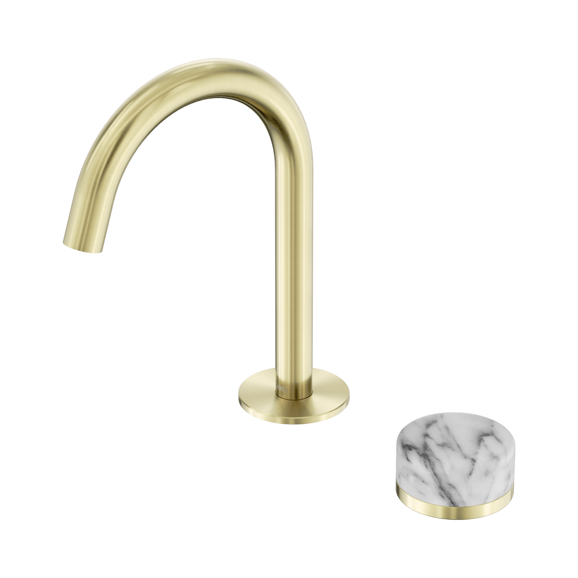 Nero Serenity Progressive Basin Mixer Arc Spout With Arabescato Corchia Handle, Brushed Gold