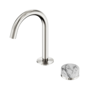 Nero Serenity Progressive Basin Mixer Arc Spout With Arabescato Corchia Handle, Brushed Nickel