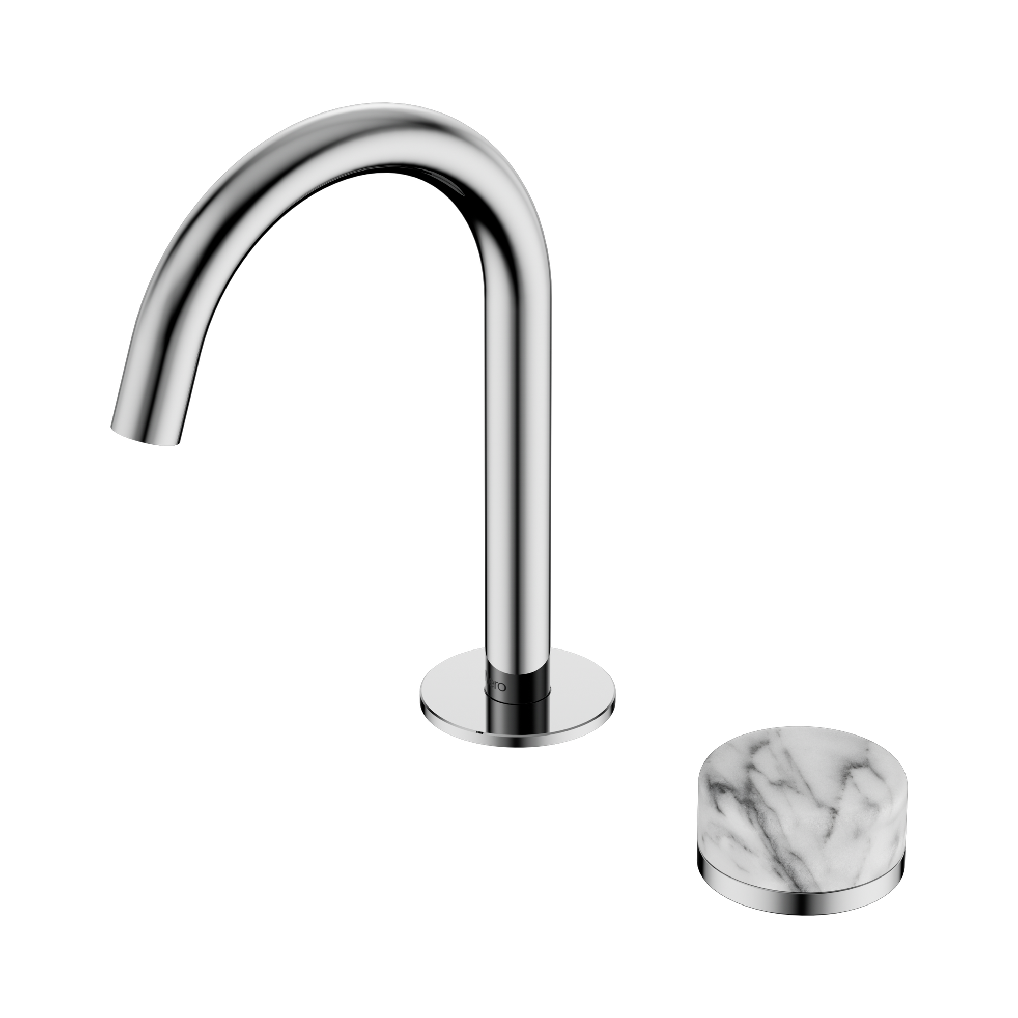 Nero Serenity Progressive Basin Mixer Arc Spout With Arabescato Corchia Handle, Chrome