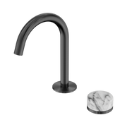 Nero Serenity Progressive Basin Mixer Arc Spout With Arabescato Corchia Handle, Gun Metal