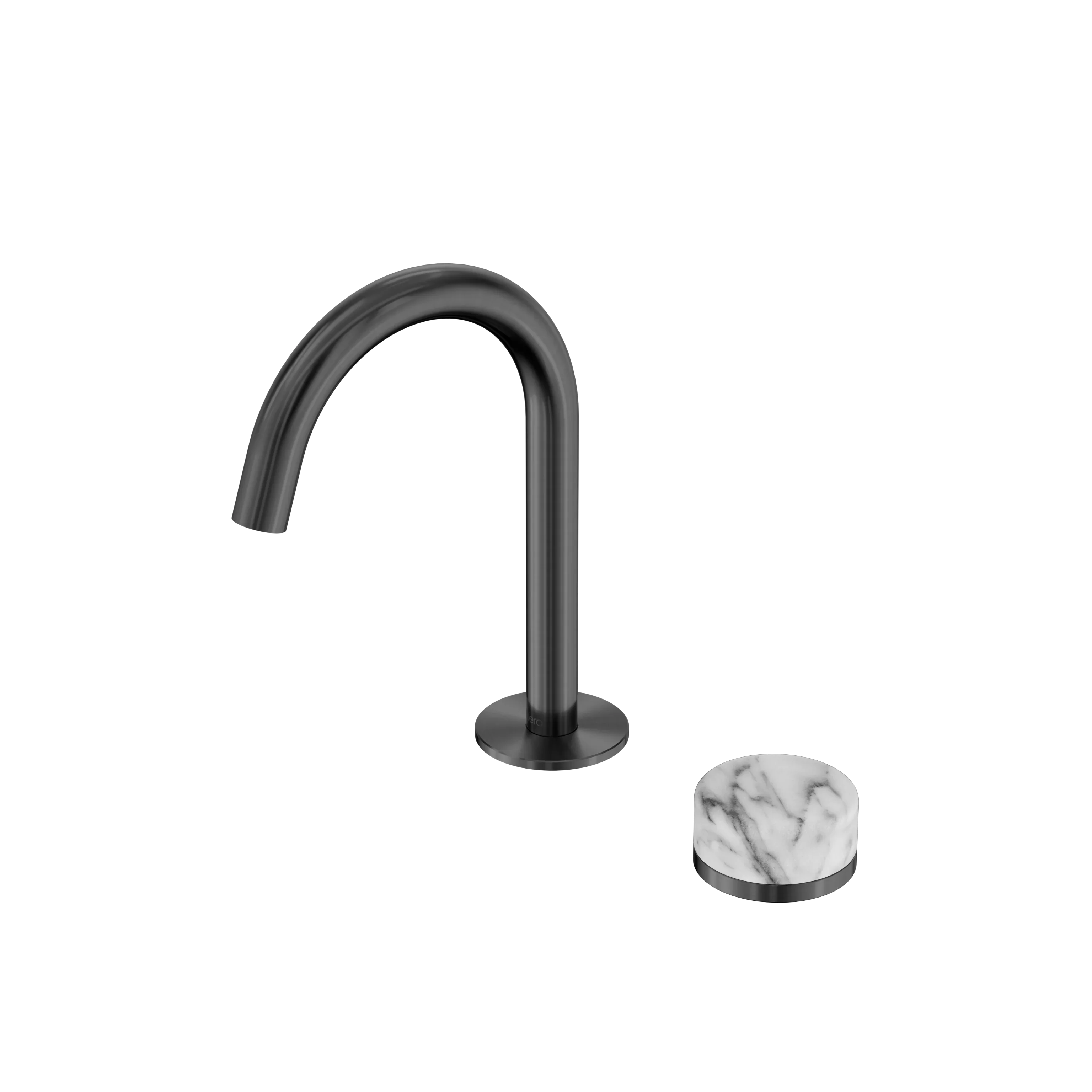 Nero Serenity Progressive Basin Mixer Arc Spout With Arabescato Corchia Handle