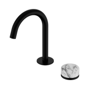 Nero Serenity Progressive Basin Mixer Arc Spout With Arabescato Corchia Handle, Matte Black