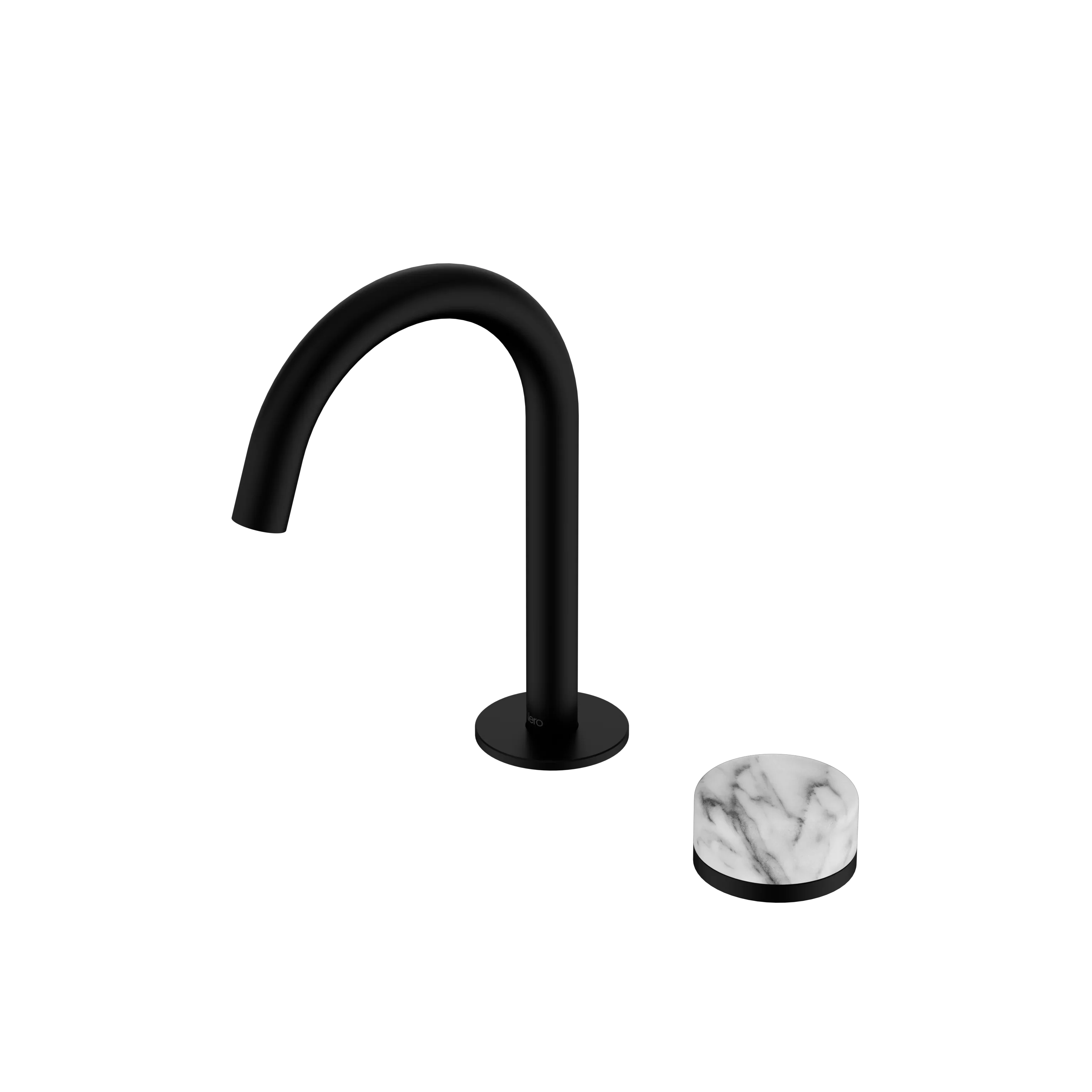 Nero Serenity Progressive Basin Mixer Arc Spout With Arabescato Corchia Handle