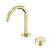 Nero Serenity Progressive Basin Mixer Arc Spout With Metal Handle, Brushed Gold