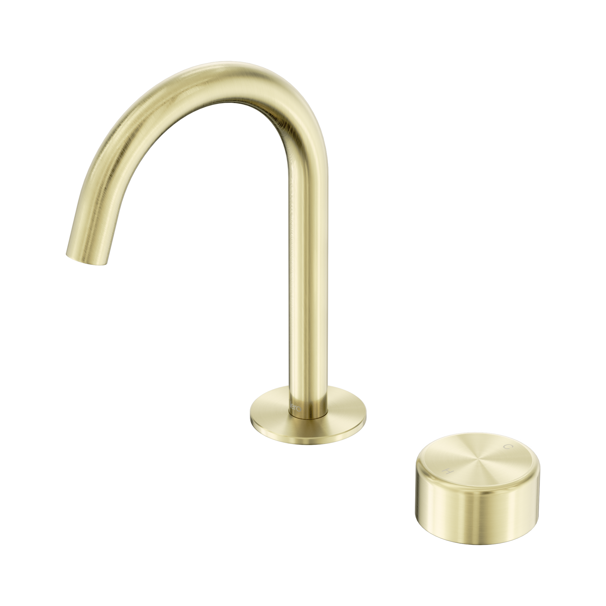 Nero Serenity Progressive Basin Mixer Arc Spout With Metal Handle, Brushed Gold