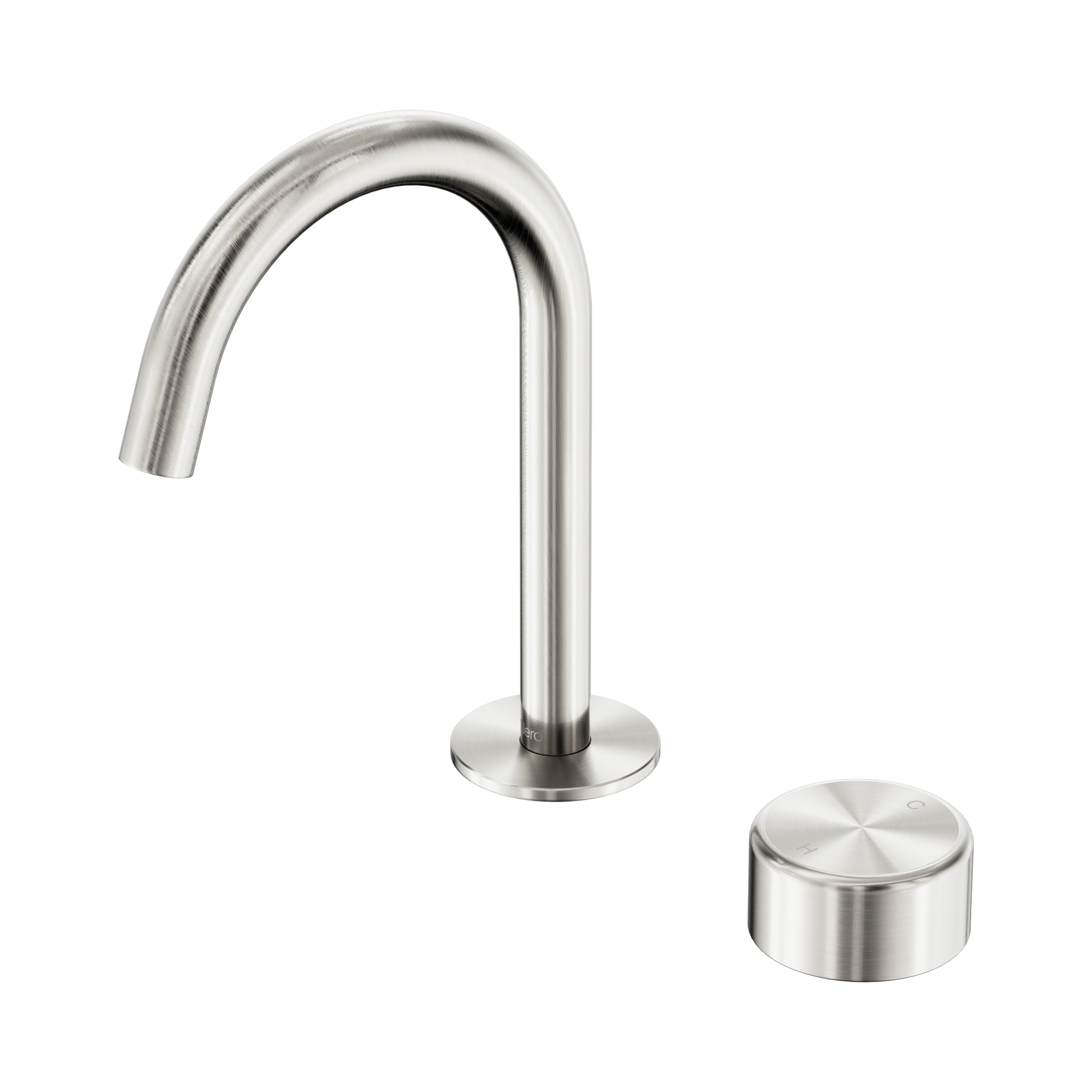 Nero Serenity Progressive Basin Mixer Arc Spout With Metal Handle, Brushed Nickel