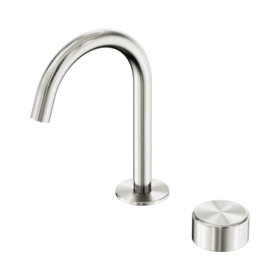 Nero Serenity Progressive Basin Mixer Arc Spout With Metal Handle, Brushed Nickel