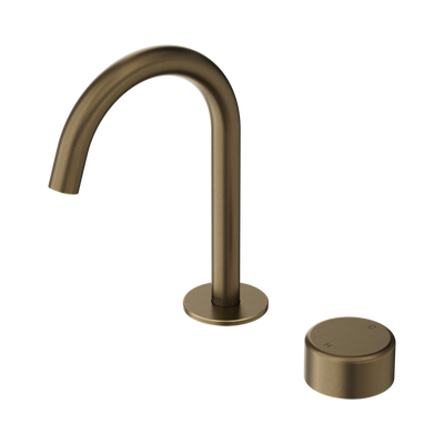Nero Serenity Progressive Basin Mixer Arc Spout With Metal Handle, Tumbled Antique Brass