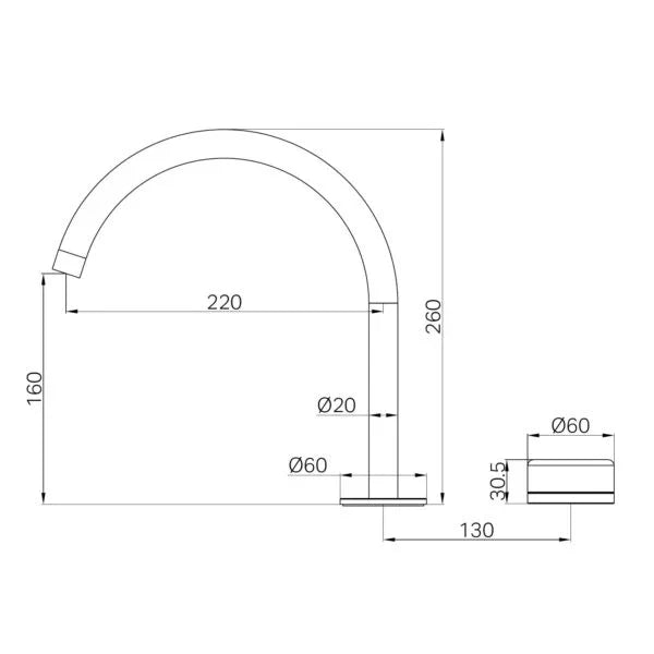 Nero Serenity Progressive Bath/Kitchen Mixer Arc Spout With Rome Travertine Handle