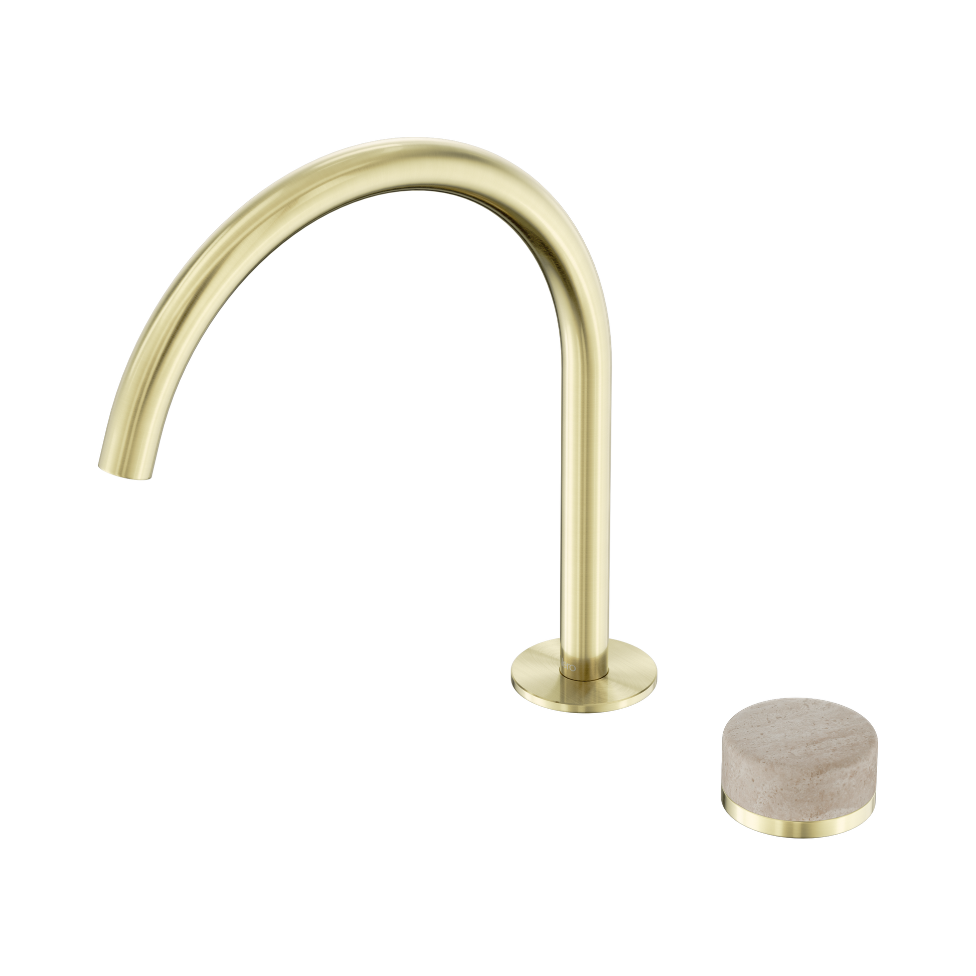 Nero Serenity Progressive Bath/Kitchen Mixer Arc Spout With Rome Travertine Handle, Brushed Gold
