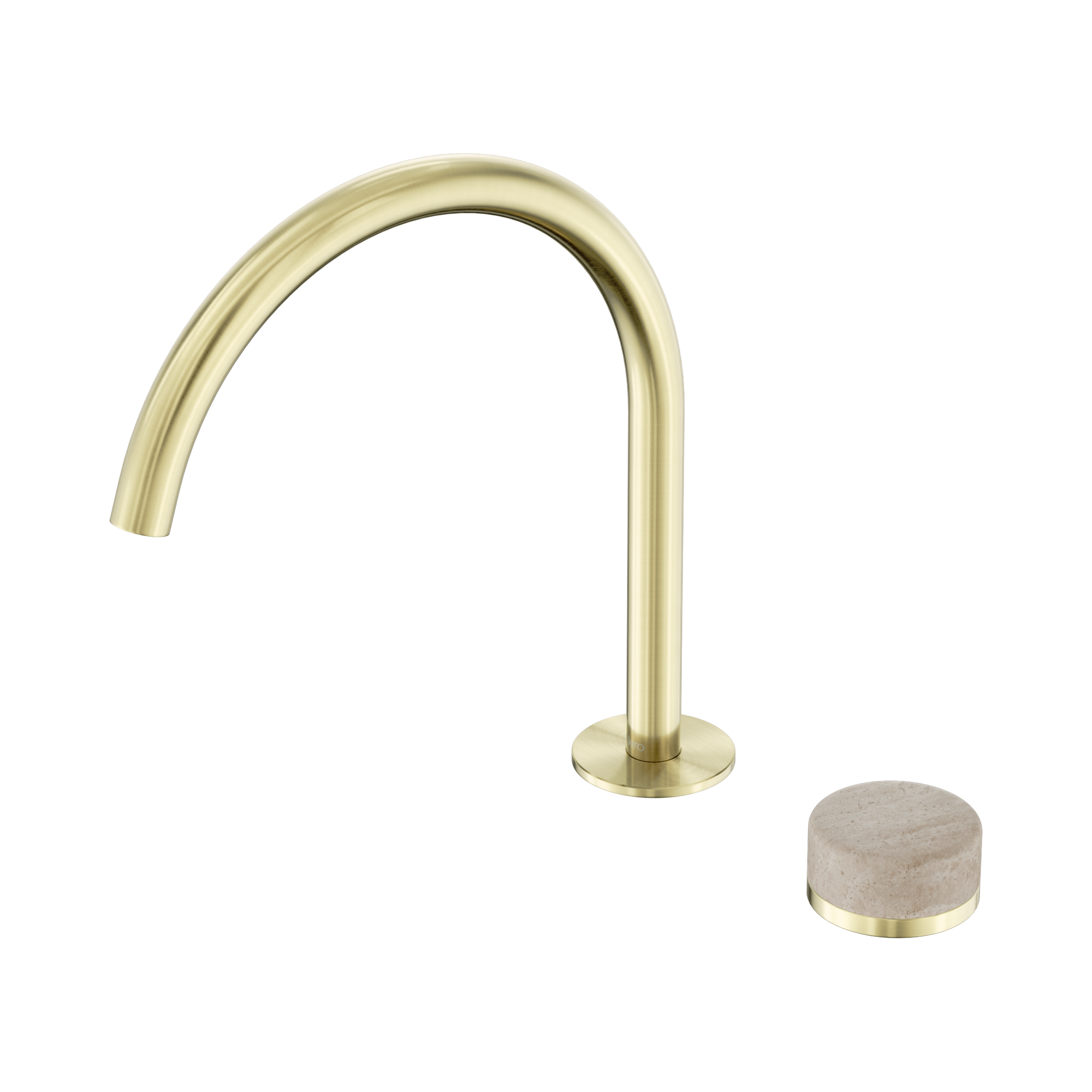 Nero Serenity Progressive Bath/Kitchen Mixer Arc Spout With Rome Travertine Handle, Brushed Gold