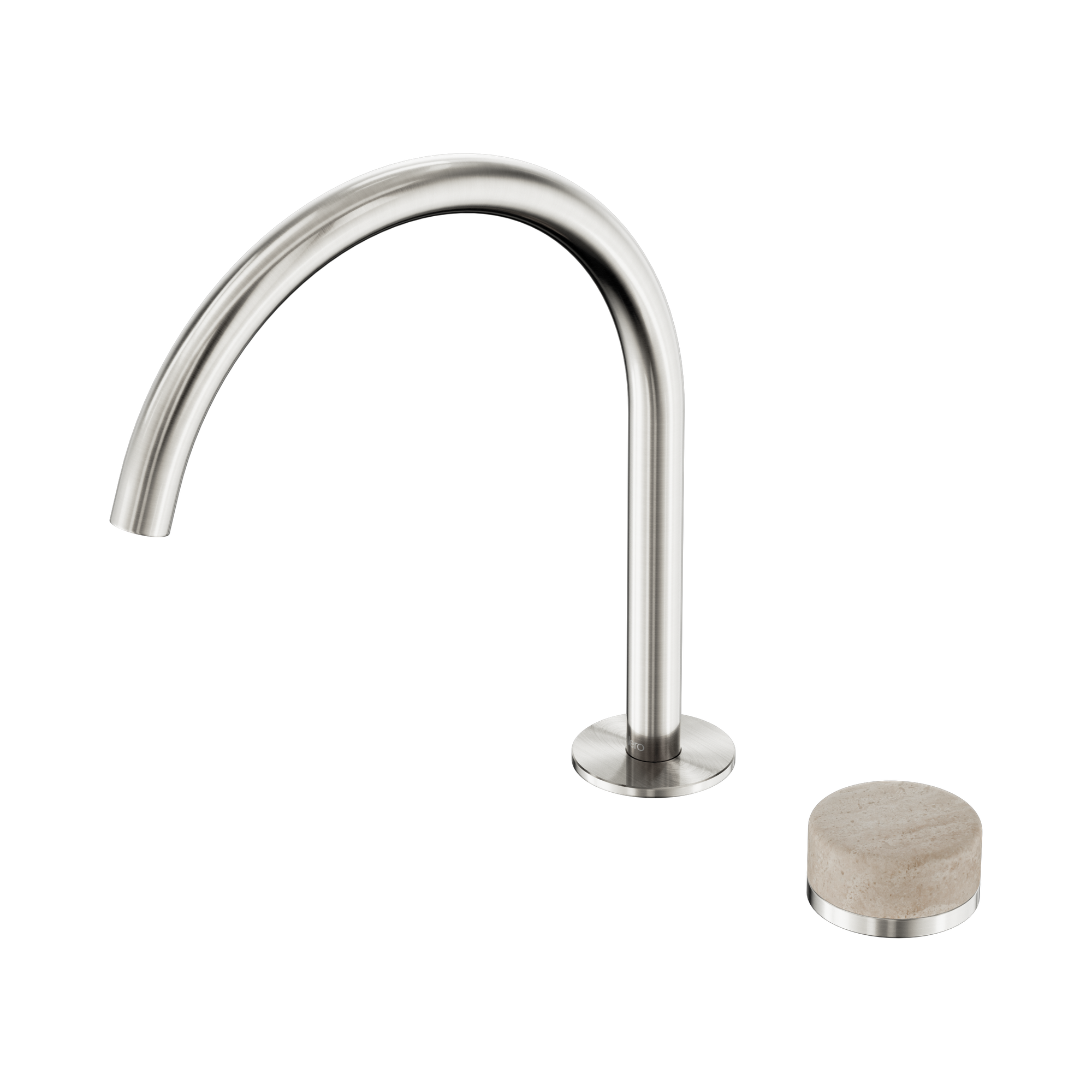 Nero Serenity Progressive Bath/Kitchen Mixer Arc Spout With Rome Travertine Handle, Brushed Nickel