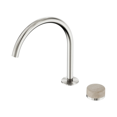 Nero Serenity Progressive Bath/Kitchen Mixer Arc Spout With Rome Travertine Handle, Brushed Nickel