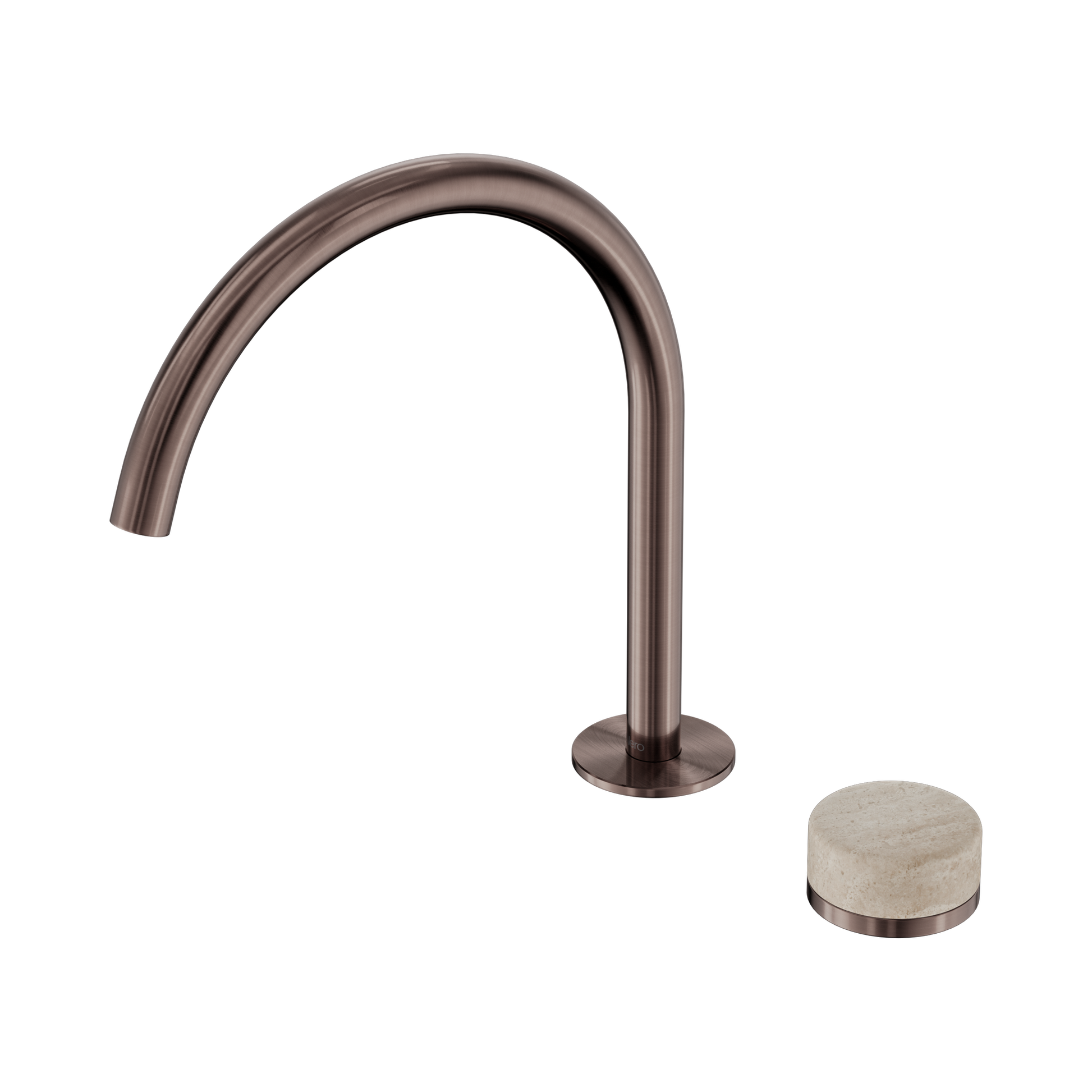 Nero Serenity Progressive Bath/Kitchen Mixer Arc Spout With Rome Travertine Handle, Brushed Bronze