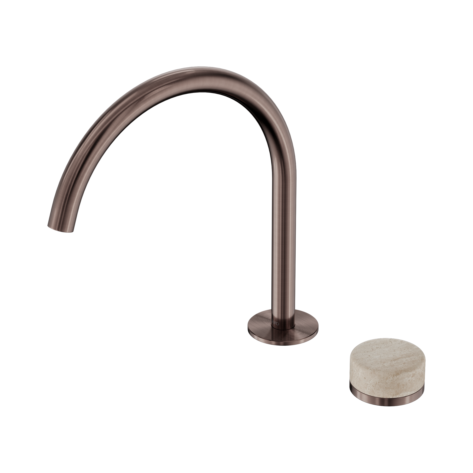 Nero Serenity Progressive Bath/Kitchen Mixer Arc Spout With Rome Travertine Handle, Brushed Bronze