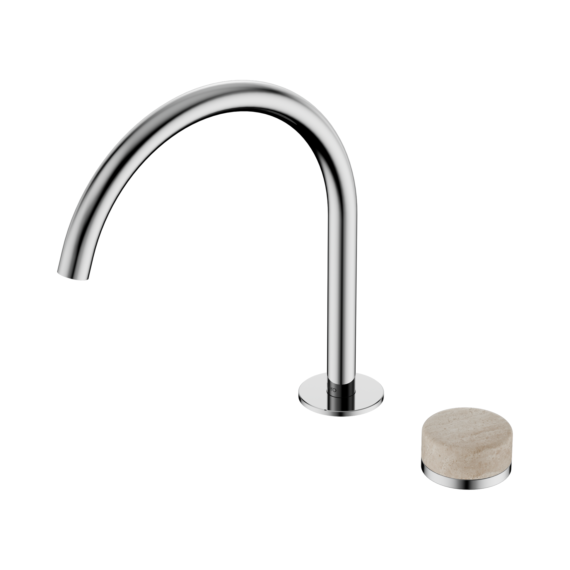 Nero Serenity Progressive Bath/Kitchen Mixer Arc Spout With Rome Travertine Handle, Chrome
