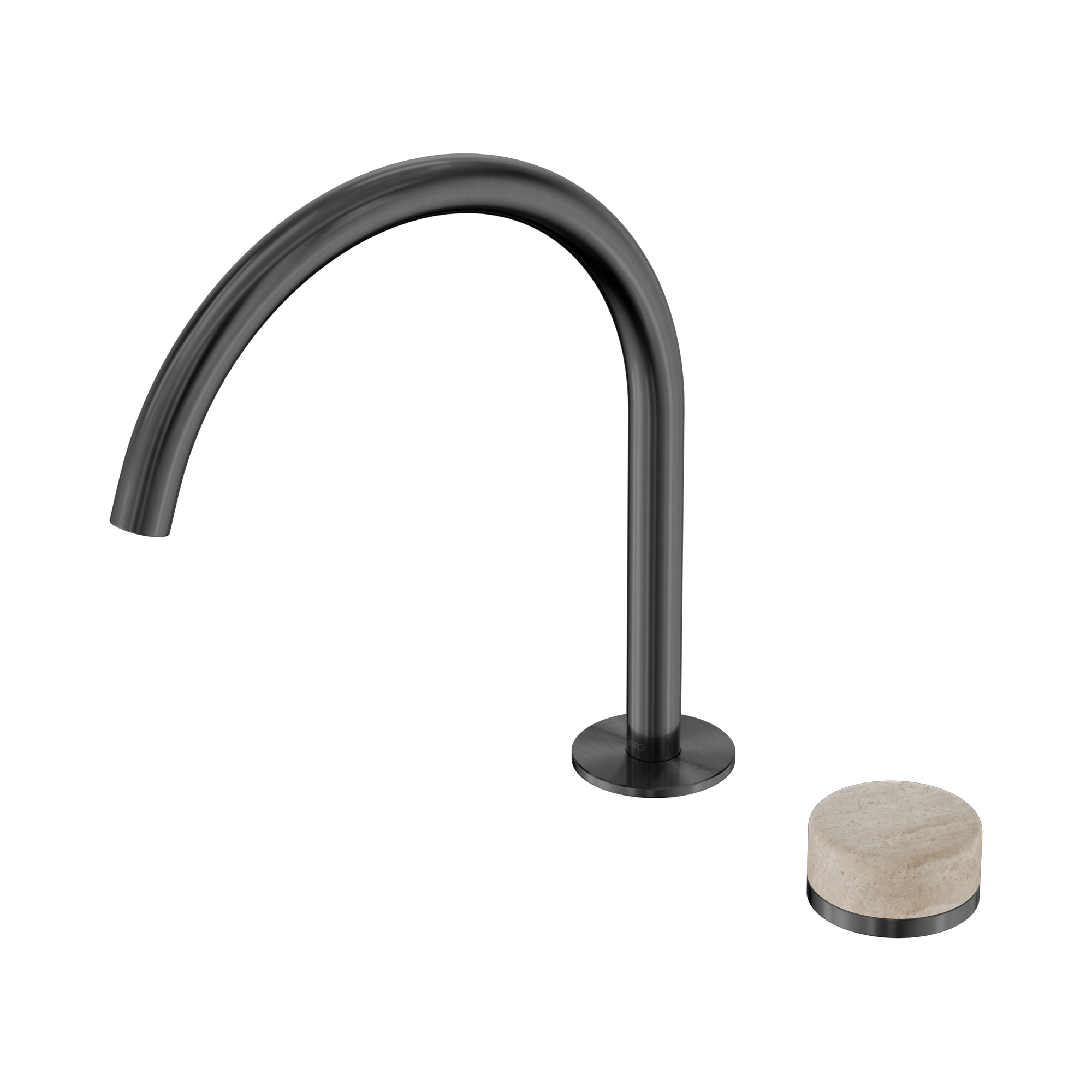 Nero Serenity Progressive Bath/Kitchen Mixer Arc Spout With Rome Travertine Handle, Gun Metal