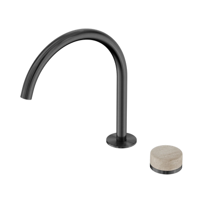 Nero Serenity Progressive Bath/Kitchen Mixer Arc Spout With Rome Travertine Handle, Gun Metal