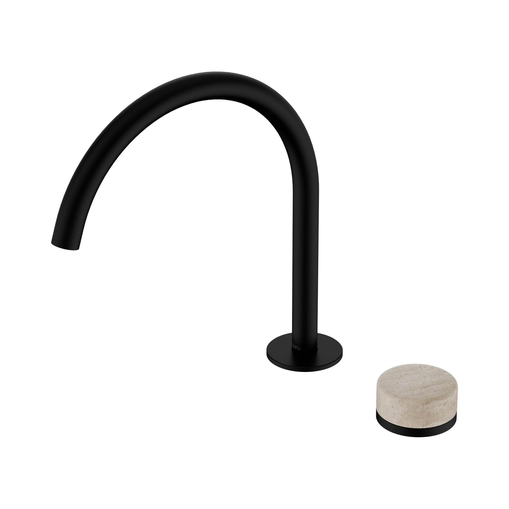 Nero Serenity Progressive Bath/Kitchen Mixer Arc Spout With Rome Travertine Handle, Matte Black
