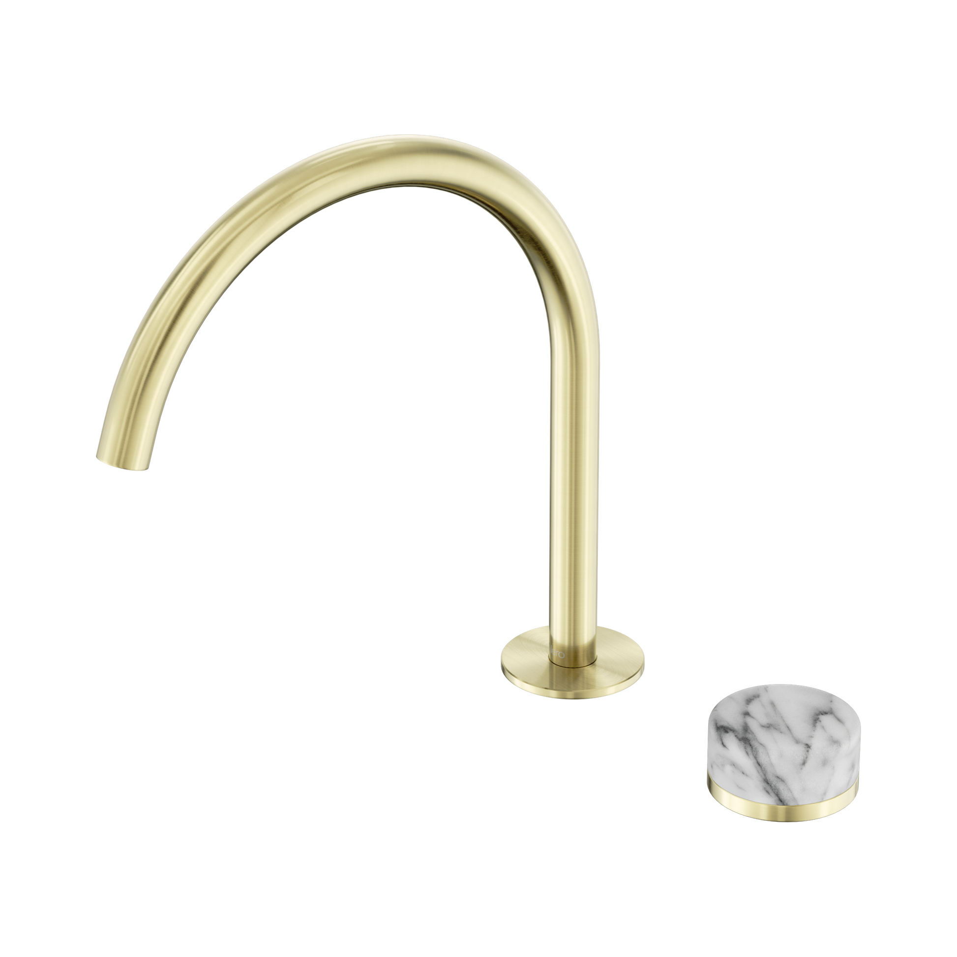 Nero Serenity Progressive Bath/Kitchen Mixer Arc Spout With Arabescato Corchia Handle, Brushed Gold