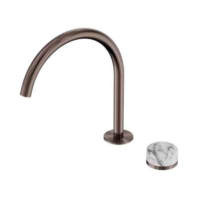 Nero Serenity Progressive Bath/Kitchen Mixer Arc Spout With Arabescato Corchia Handle, Brushed Bronze