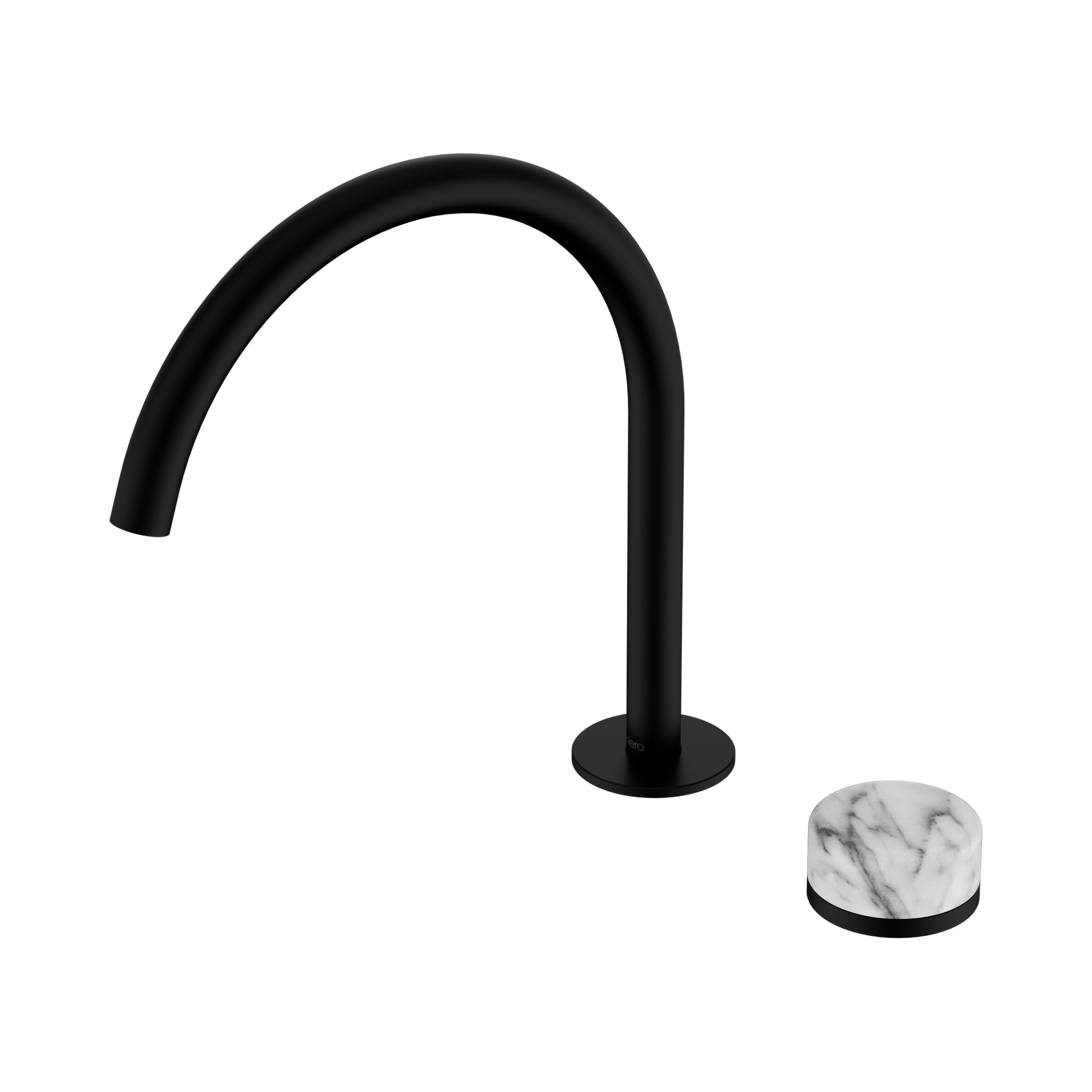 Nero Serenity Progressive Bath/Kitchen Mixer Arc Spout With Arabescato Corchia Handle, Matte Black