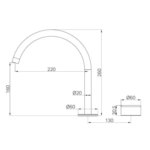 Nero Serenity Progressive Bath/Kitchen Mixer Arc Spout With Metal Handle