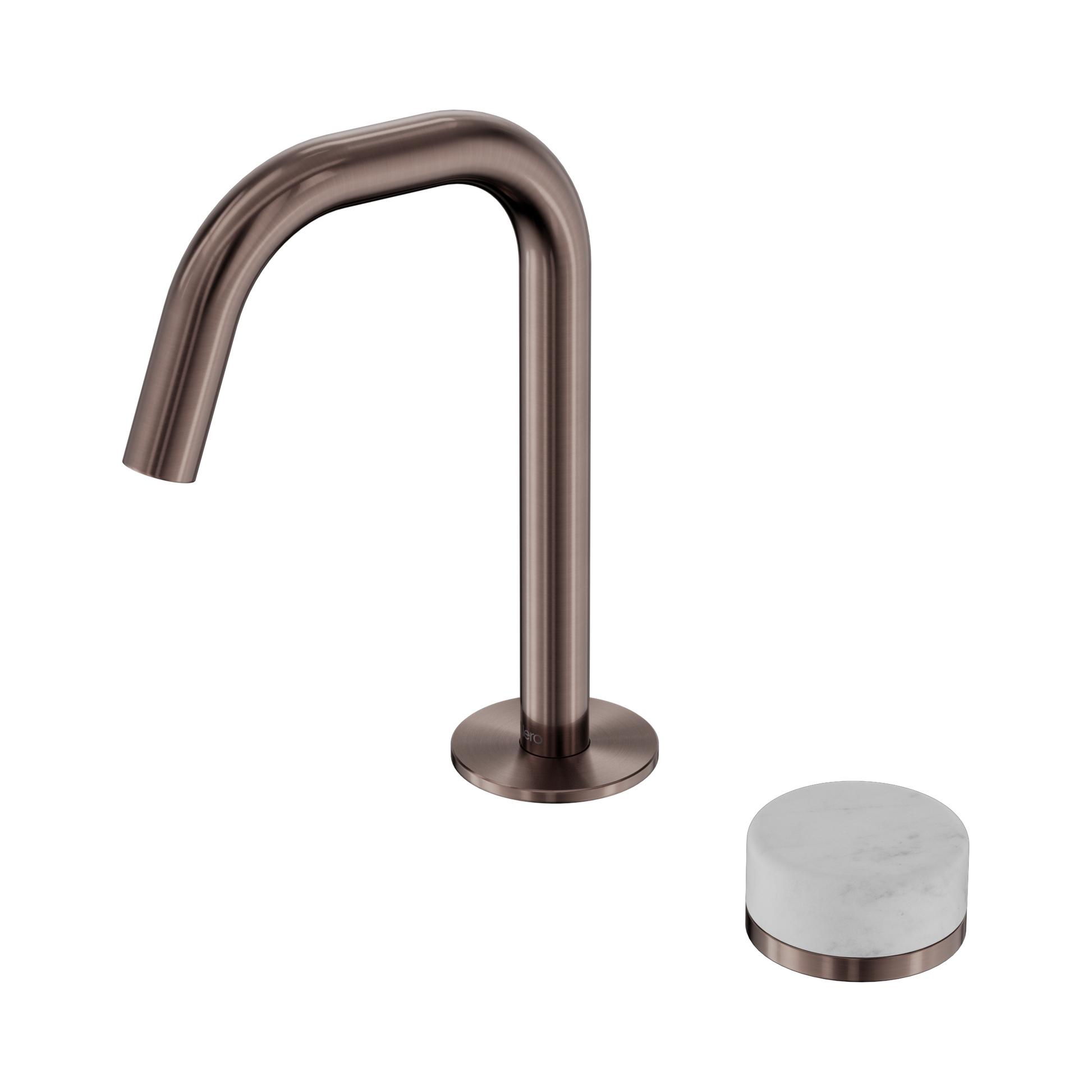 Nero Serenity Progressive Basin Mixer Edge Spout With Carrara Handle, Brushed Bronze