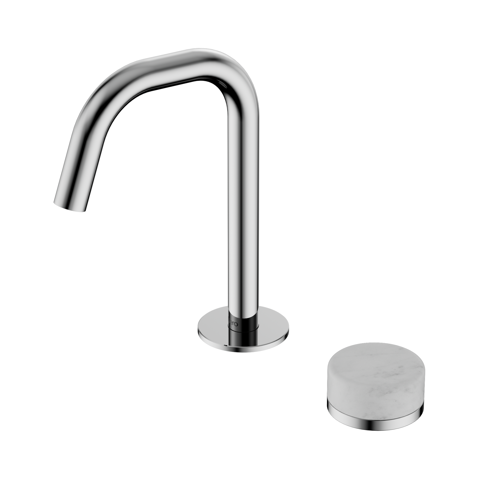 Nero Serenity Progressive Basin Mixer Edge Spout With Carrara Handle, Chrome