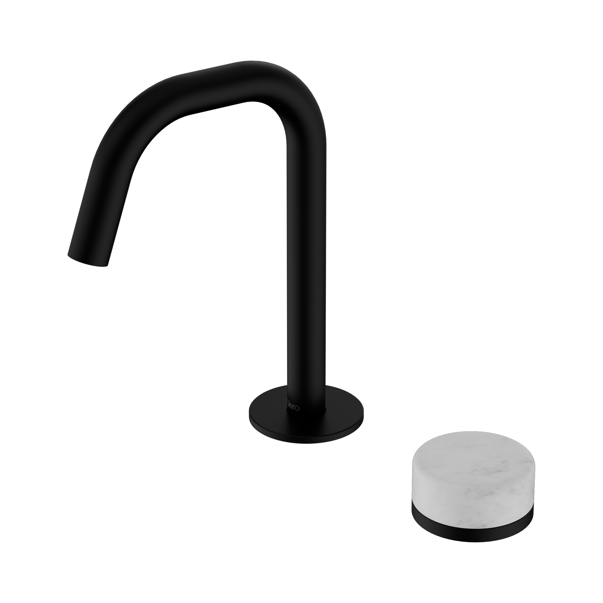 Nero Serenity Progressive Basin Mixer Edge Spout With Carrara Handle, Matte Black