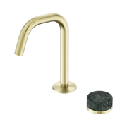 Nero Serenity Progressive Basin Mixer Edge Spout With Verde Alpi Handle, Brushed Gold
