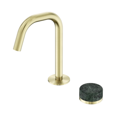 Nero Serenity Progressive Basin Mixer Edge Spout With Verde Alpi Handle, Brushed Gold
