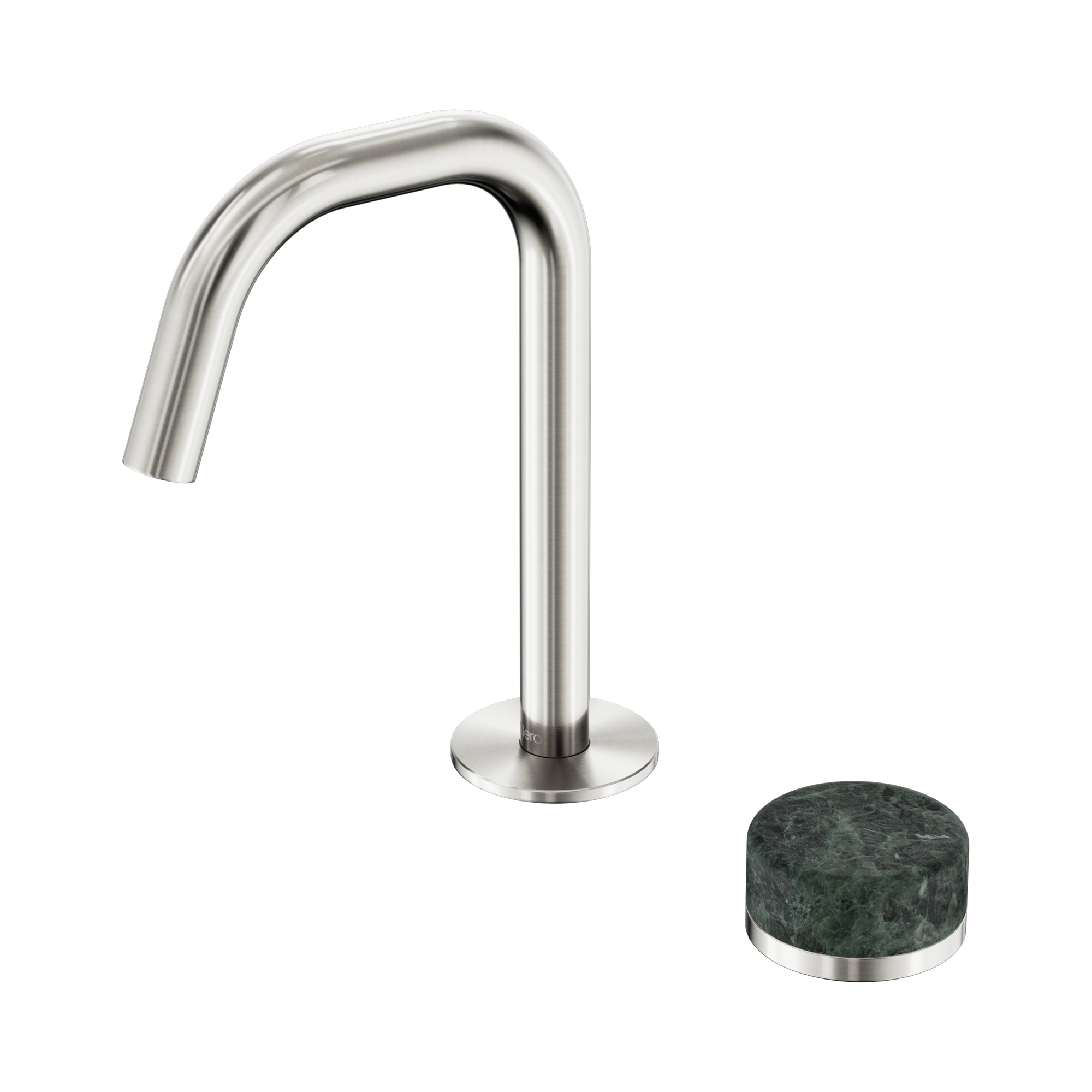 Nero Serenity Progressive Basin Mixer Edge Spout With Verde Alpi Handle, Brushed Nickel