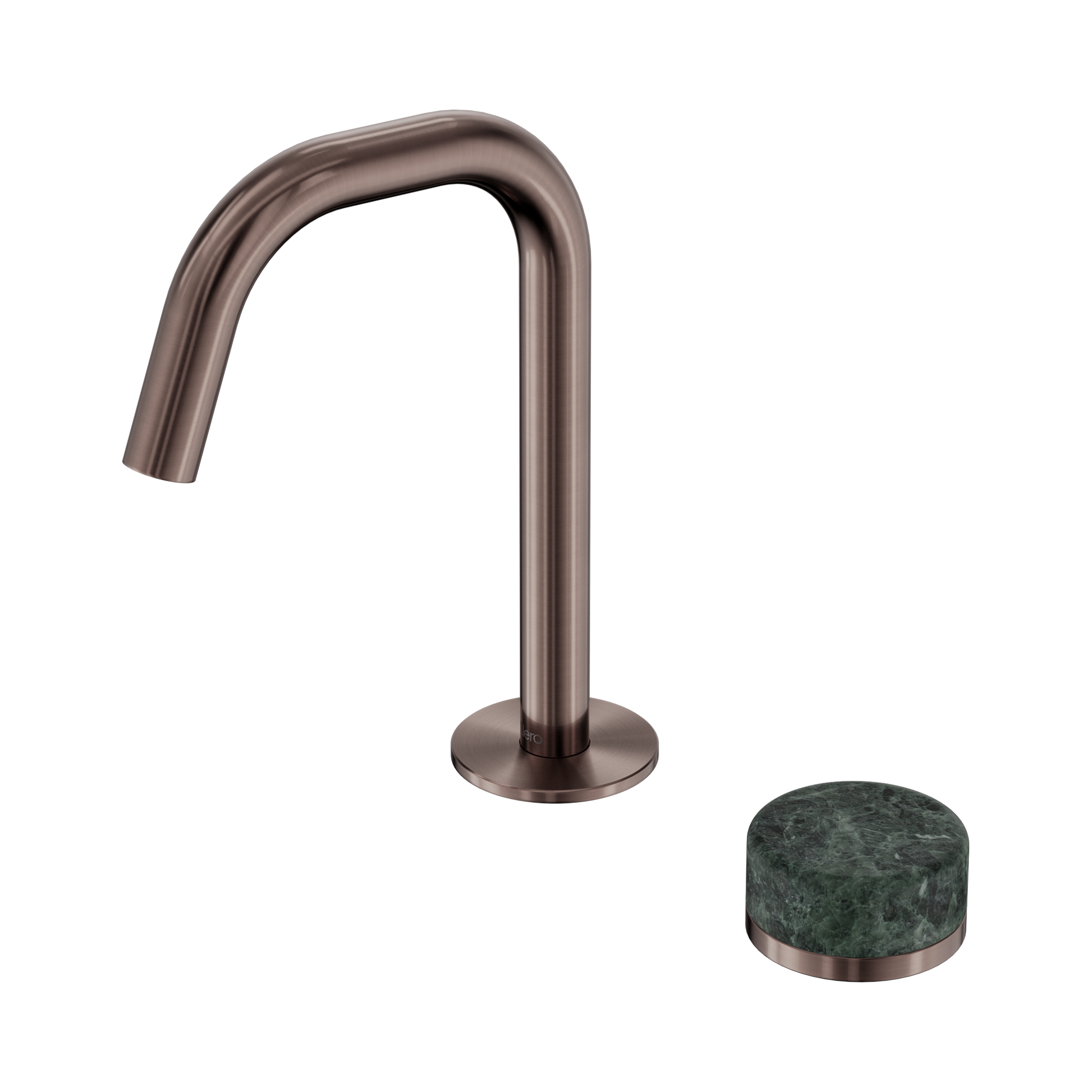 Nero Serenity Progressive Basin Mixer Edge Spout With Verde Alpi Handle, Brushed Bronze