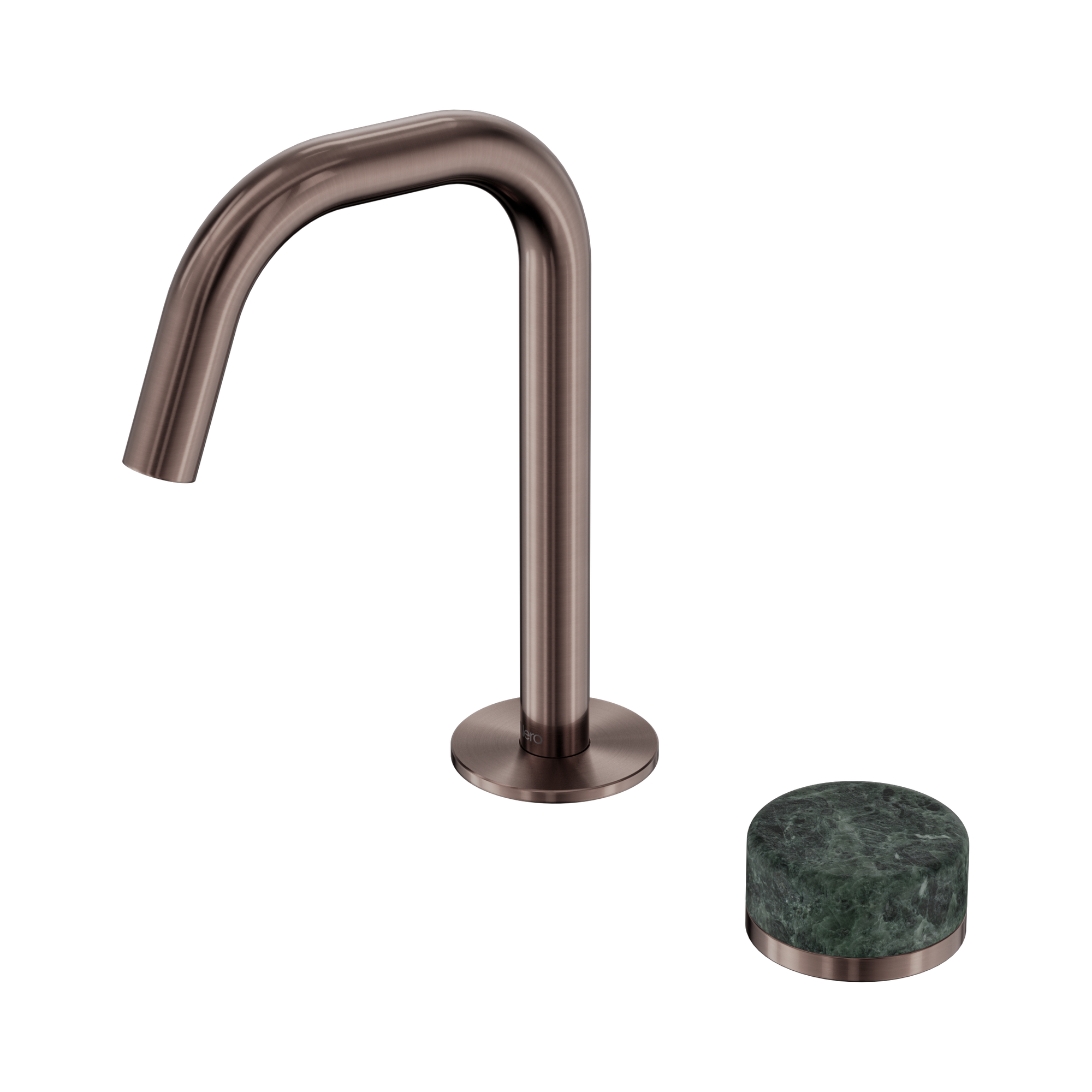 Nero Serenity Progressive Basin Mixer Edge Spout With Verde Alpi Handle, Brushed Bronze