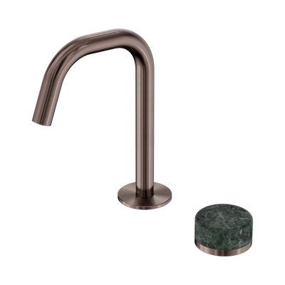 Nero Serenity Progressive Basin Mixer Edge Spout With Verde Alpi Handle, Brushed Bronze